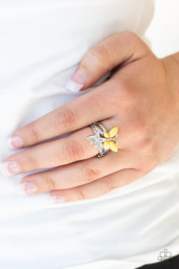 Flutter Flirt Yellow Ring Paparazzi Accessories