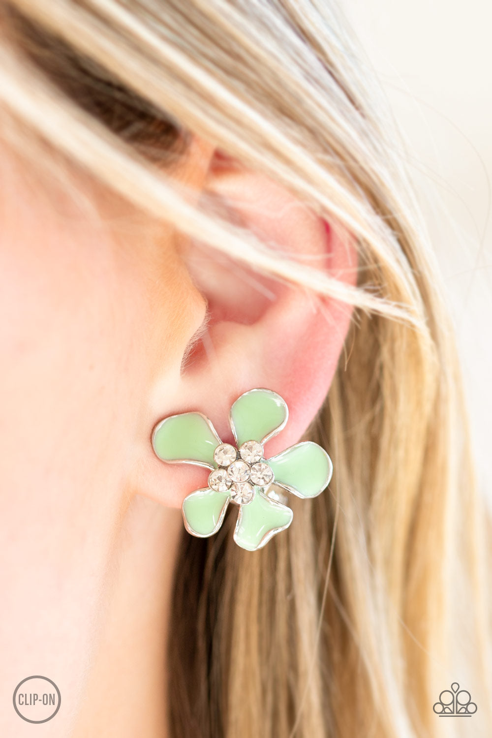 Island Iris Green Clip-On Earring Paparazzi Accessories