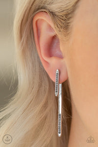 jacket,post,rhinestones,silver,Very Important VIXEN - Silver Jacket Earrings