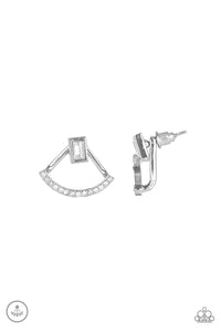 jacket,post,rhinestones,white,Delicate Arches - White Earrings