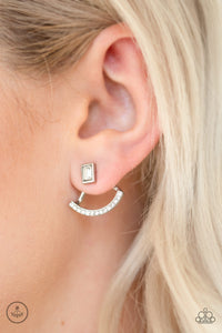 jacket,post,rhinestones,white,Delicate Arches - White Earrings