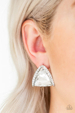 Exalted Elegance - White Earrings Paparazzi Accessories