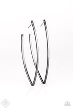 Load image into Gallery viewer, Nothing But Trouble Black Gunmetal Hoop Earring Paparazzi Accessories