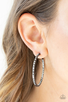Comin Into Money Black Gunmetal Hoop Earring Paparazzi Accessories