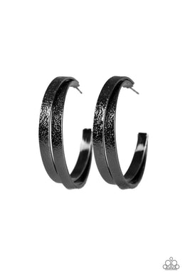 High Class Shine Black Gunmetal Hoop Earring Paparazzi Accessories