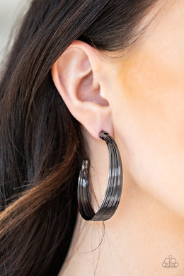 Live Wire Black Hoop Earring Paparazzi Accessories