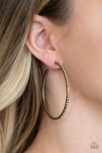 Load image into Gallery viewer, Trending Twinkle Brass Hoop Earrings Paparazzi Accessories