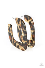 Load image into Gallery viewer, Cheetah Incognita Brown Hoop Earring Paparazzi Accessories