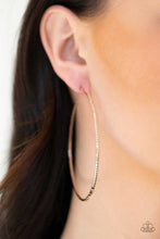 Load image into Gallery viewer, Sleek Fleek Rose Gold Hoop Earring Paparazzi Accessories