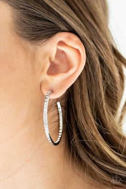 Comin Into Money - White Hoop earring Paparazzi Accessories