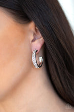Load image into Gallery viewer, Cash Flow White Rhinestone Hoop Earrings Paparazzi Accessories
