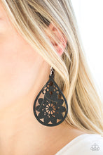 Load image into Gallery viewer, Flower Power Black Wooden Earrings Paparazzi Accessories