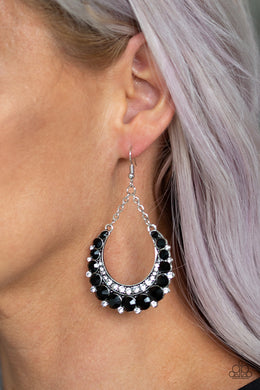 Once In A Showtime Black Rhinestone Earring Paparazzi Accessories