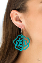 Load image into Gallery viewer, Island Rose Blue Wooden Earring Paparazzi Accessories