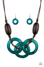 Load image into Gallery viewer, Bahama Drama Blue Wooden Necklace Paparazzi Accessories