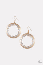 Load image into Gallery viewer, Gala Glitter Gold Rhinestone Earring Paparazzi Accessories