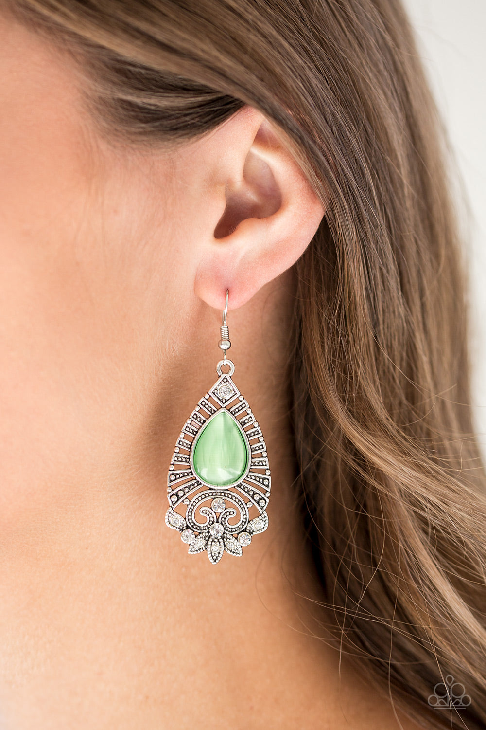 Majestically Malibu Green Moonstone Earring Paparazzi Accessories