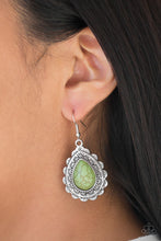 Load image into Gallery viewer, Mesa Mustang Green Stone Earring Paparazzi Accessories
