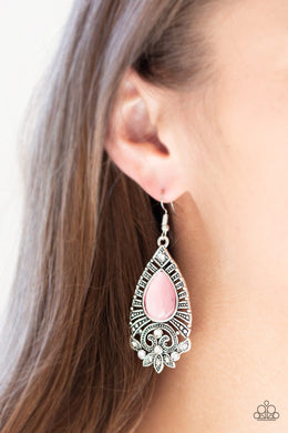 Majestically Malibu Pink Moonstone Earrings Paparazzi Accessories
