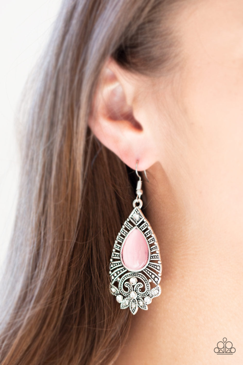 Majestically Malibu Pink Moonstone Earrings Paparazzi Accessories