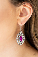 Load image into Gallery viewer, Long May She Reign Pink Rhinestone Earring Paparazzi Accessories