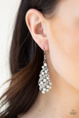 Ballroom Waltz White Earring Paparazzi Accessories