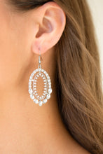 Load image into Gallery viewer, Trophy Shimmer White Earrings Paparazzi Accessories