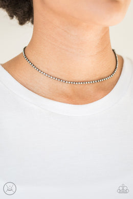 Pitch Purr-fect Black Gunmetal Rhinestone Choker Paparazzi Accessories