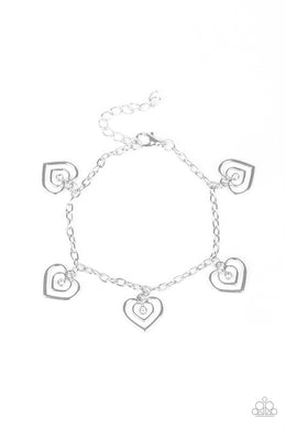 Unbreakable Hearts White Bracelet Paparazzi Accessories