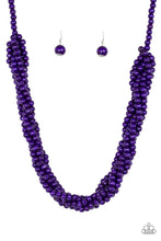 Load image into Gallery viewer, Tahiti Tropic Purple Wooden Necklace Paparazzi Accessories