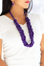 Load image into Gallery viewer, Tahiti Tropic Purple Wooden Necklace Paparazzi Accessories