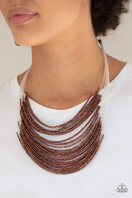 Catwalk Queen Copper Seed Bead Necklace Paparazzi Accessories