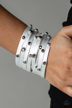 Load image into Gallery viewer, Go Getter Glamorous Silver Leather Wrap Bracelet Paparazzi Accessories