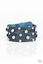 Load image into Gallery viewer, Rhinestone Reputation Blue Leather Bracelet Paparazzi Accessories