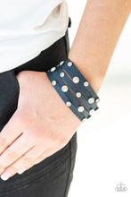 Load image into Gallery viewer, Rhinestone Reputation Blue Leather Bracelet Paparazzi Accessories