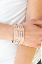 Load image into Gallery viewer, Rhinestone Reputation Pink Leather Urban Wrap Bracelet Paparazzi Accessories