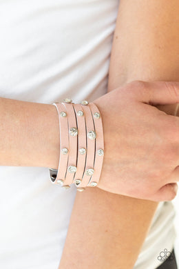 Rhinestone Reputation Pink Leather Urban Wrap Bracelet Paparazzi Accessories