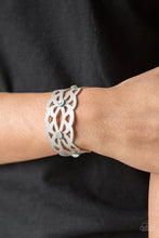 Load image into Gallery viewer, Runaway Radiance Silver Leather Wrap Bracelet Paparazzi Accessories