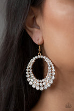 Load image into Gallery viewer, Universal Shimmer Gold Rhinestone Earring Paparazzi Accessories
