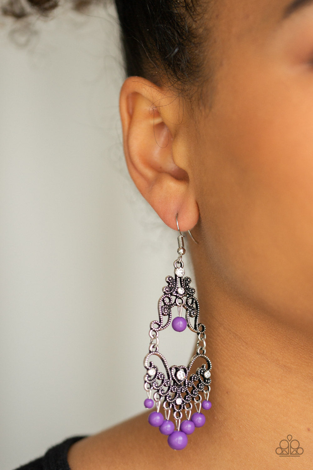 Colorfully Cabaret Purple Earring Paparazzi Accessories