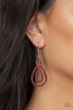 Load image into Gallery viewer, Sassy Sophistication Red Rhinestone Earrings Paparazzi Accessories