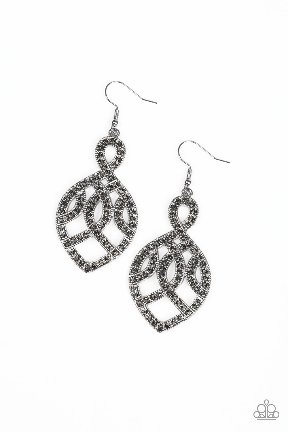 A Grand Statement - Silver Rhinestone Earrings Paparazzi Accessories