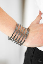 Load image into Gallery viewer, Keep Them On Edge Black Gunmetal Cuff Bracelet Paparazzi Accessories