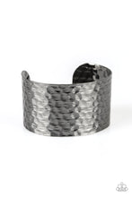 Load image into Gallery viewer, Simmering Shimmer Black Gunmetal Cuff Bracelet Paparazzi Accessories
