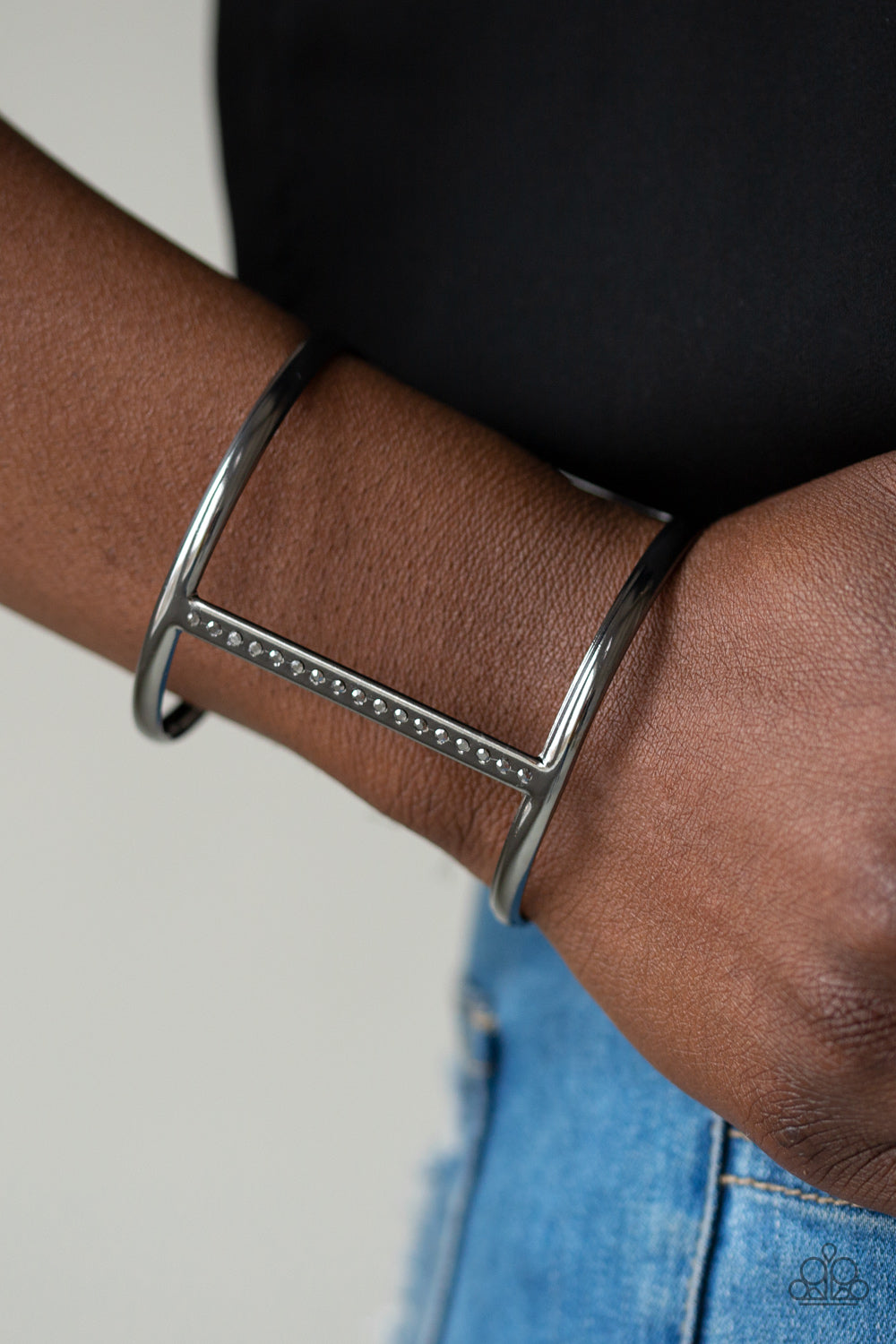 Diamond Deity Black Gunmetal Cuff Bracelet Paparazzi Accessories