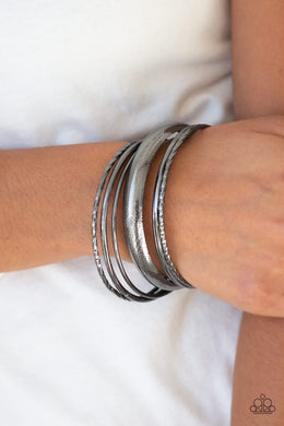 The Customer is always BRIGHT Black Bangle Bracelet Paparazzi Accessories