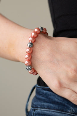 Rosy Radiance Orange Pearl Stretchy Bracelet Paparazzi Accessories