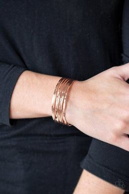Timelessly Textured - Rose Gold Cuff Bracelet Paparazzi Accessories