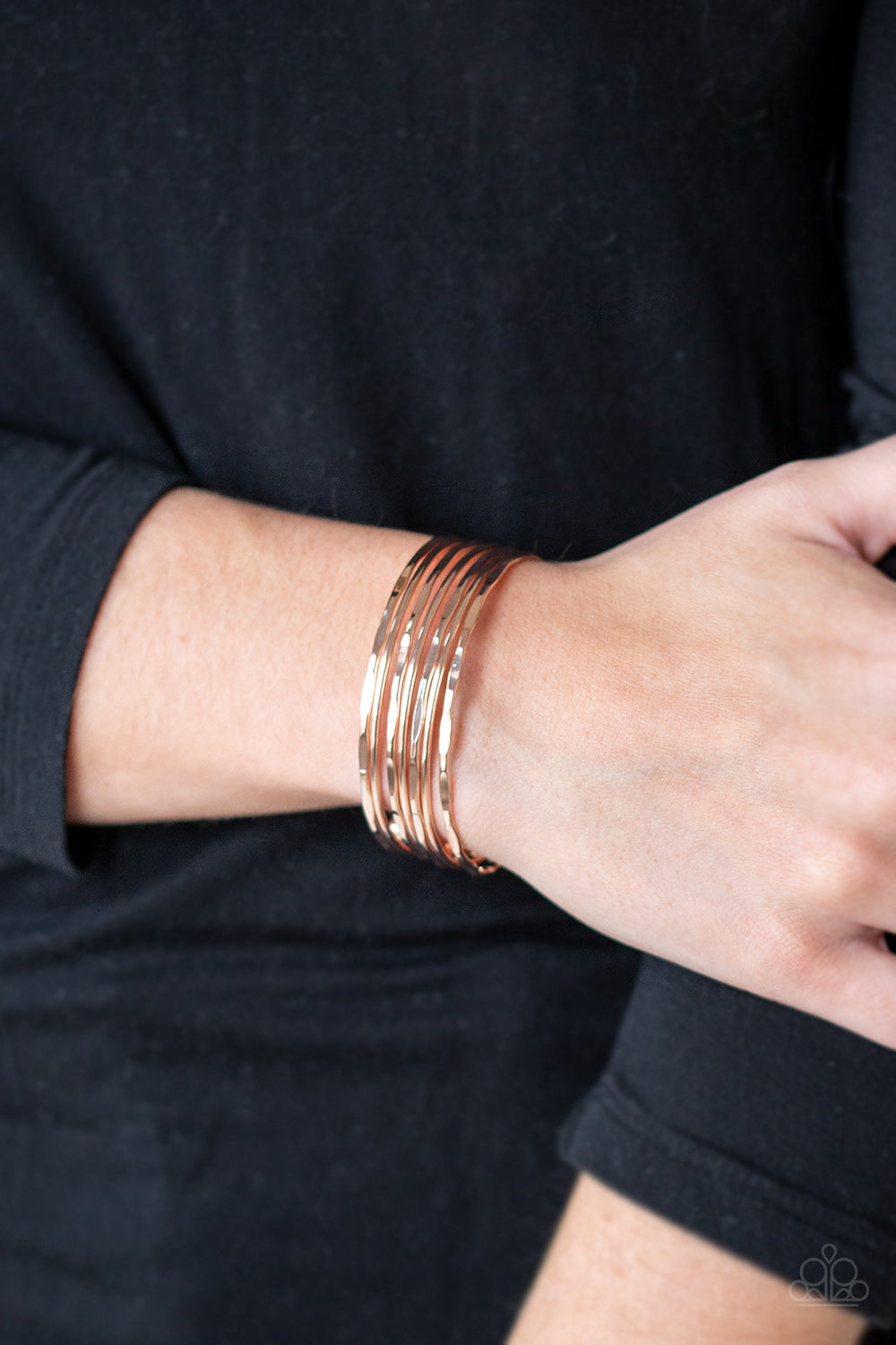 Timelessly Textured - Rose Gold Cuff Bracelet Paparazzi Accessories