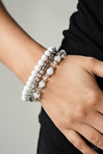 Load image into Gallery viewer, Globetrotter Glam White Stretchy Bracelet Paparazzi Accessories